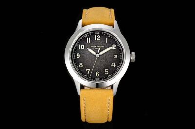 GR Factory Patek Philippe Calatrava 9015 Movement 40mm Black Dial Yellow Strap Watch